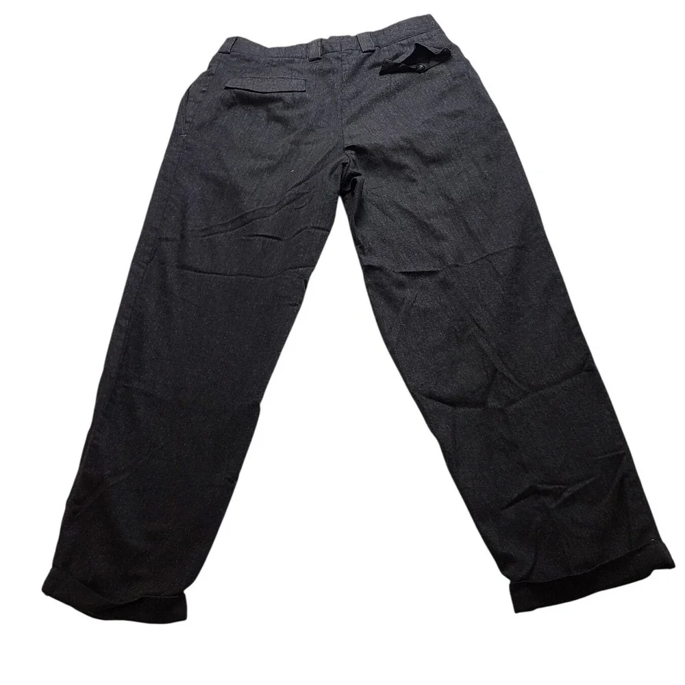 Pure Virgin‎ Wool Pleated Trousers Men's 34x28 Charcoal Grey Cuffed Dress Pants